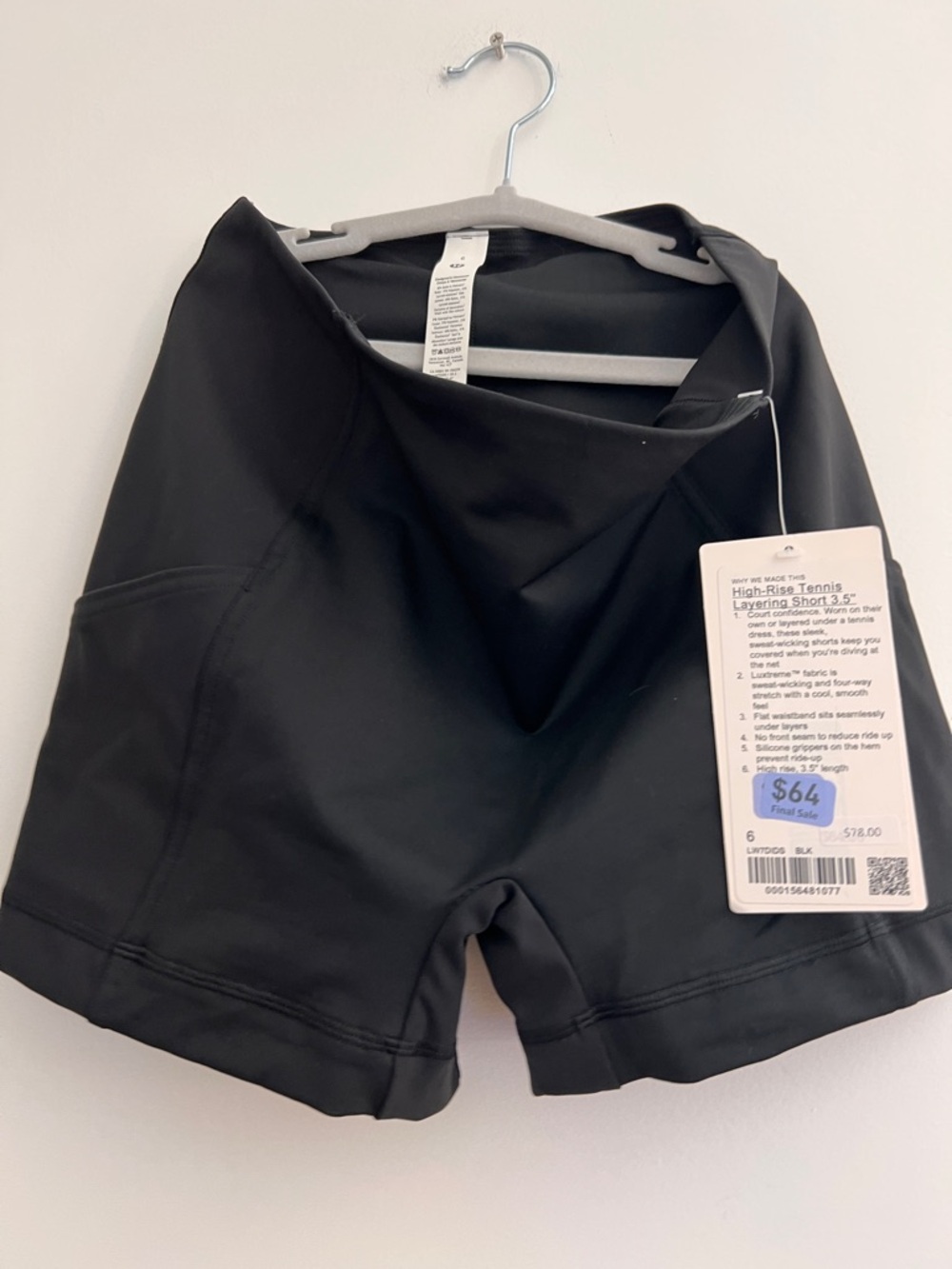 New ❤️ Lululemon 6 High-Rise Tennis Layering Shorts - Black